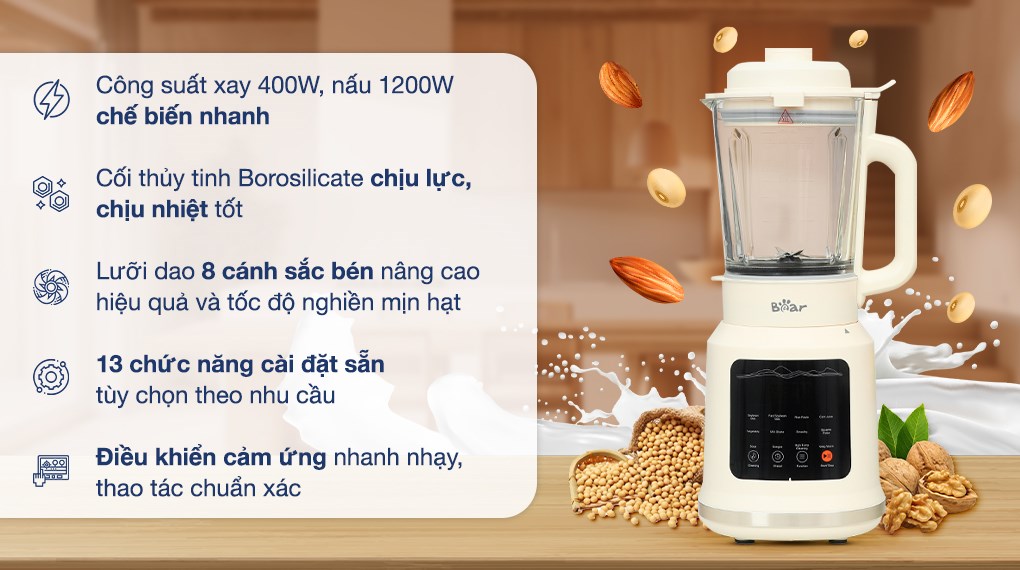Máy làm sữa hạt đa năng bear bcb-e153w2