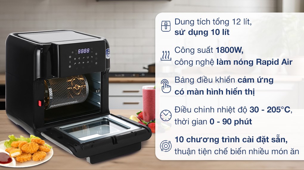 Nồi chiên không dầu Bluestone AFB-5888 10 lít 1800W