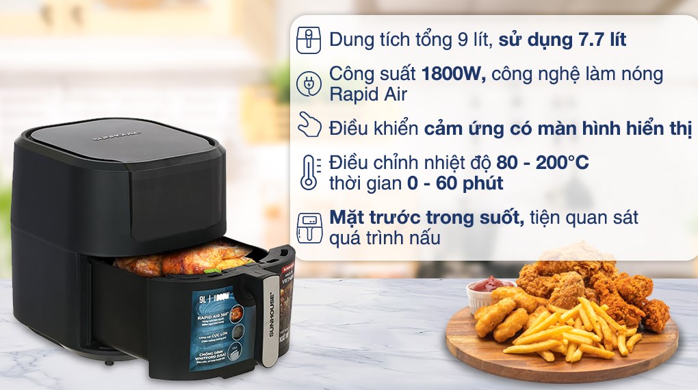 Nồi chiên không dầu Sunhouse SHD4089 9 lít