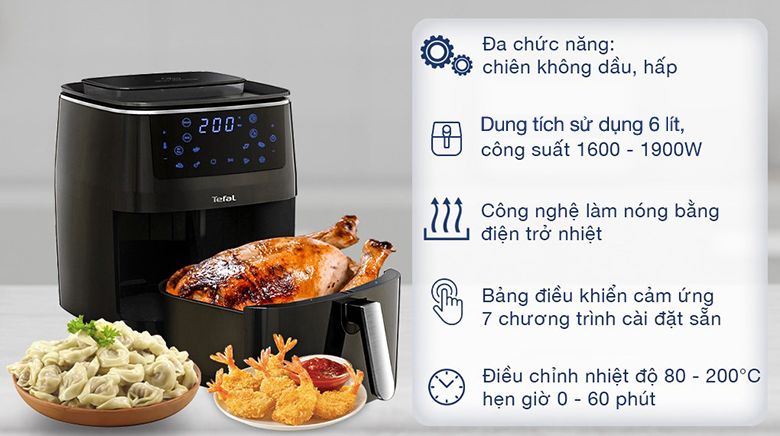 Nồi chiên không dầu kết hợp hấp Tefal FW201815 6.5 lít
