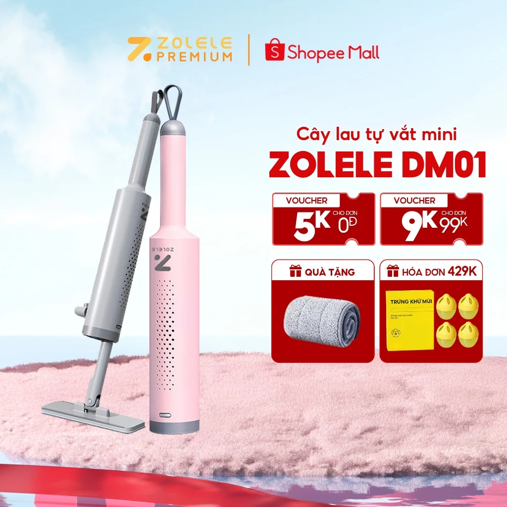 Cây lau mini tự vắt ZOLELE lau kính, lau bàn nhỏ gọn cầm tay tháo rời tiện lợi DM01 - Chính hãng