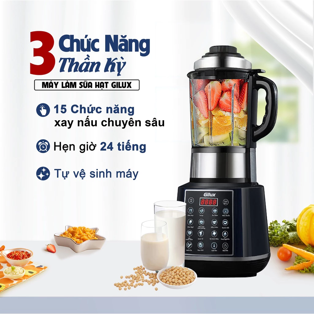 Máy Làm Sữa Hạt Gilux 15 Chức Năng Xay Nấu