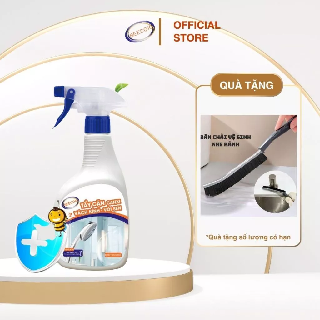 Xịt Tẩy Cặn Canxi Beecok Hương Chanh Dung Tích 500ml Tẩy Cặn Inox, Vách Kính, Vệ Sinh Nhà Tắm