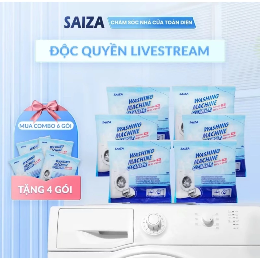 Combo 10 túi bột tẩy lồng giặt Saiza 150gr - tẩy lồng, vệ sinh máy giặt hiệu quả